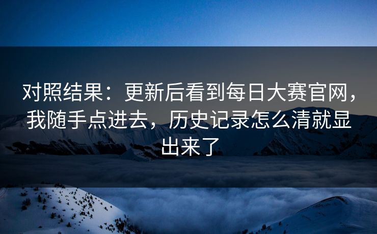 对照结果：更新后看到每日大赛官网，我随手点进去，历史记录怎么清就显出来了